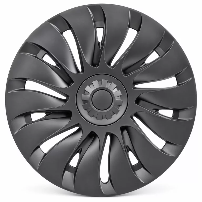 Enjoliveur Petit Cyclone symétrique 14 branches noir mat pour Tesla Model Y, jante 19 pouces