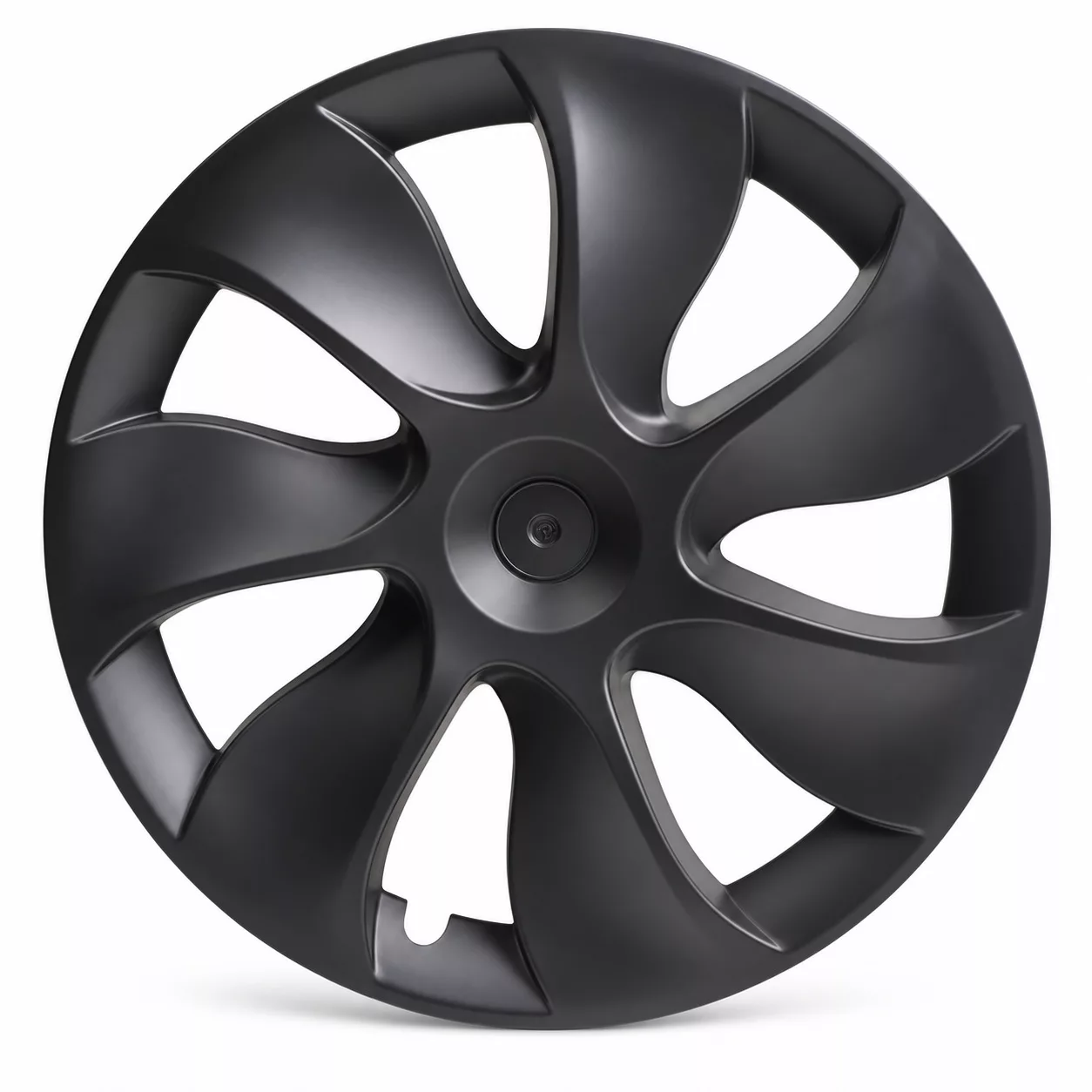 Enjoliveur — Grand Cyclone symétrique — Model Y — 19 pouces — Noir mat Enjoliveur Grand Cyclone symétrique noir mat pour Tesla Model Y, jante 19 pouces