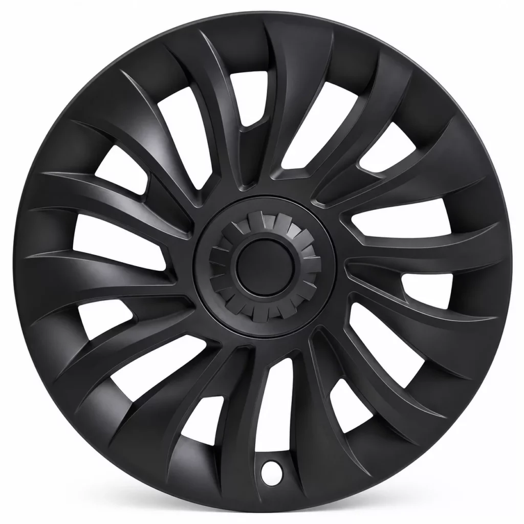 Enjoliveur version restylée 2023 face à motif noir mat pour Tesla Model 3, jante 18 pouces